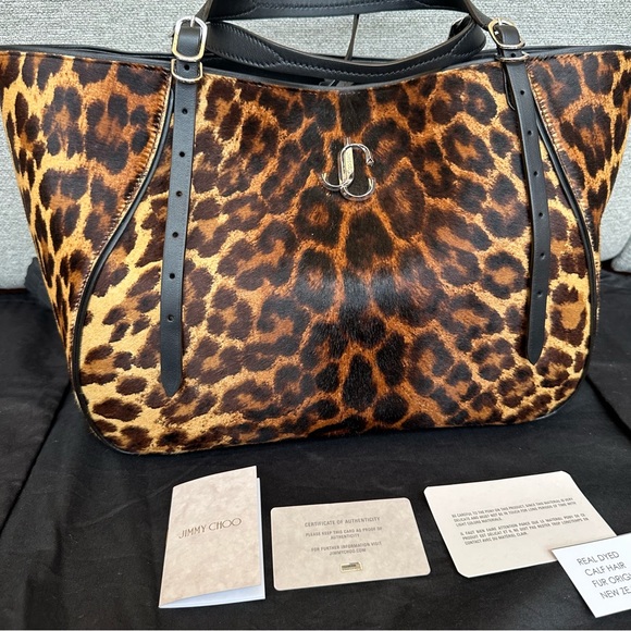 Jimmy Choo Varenne Tote Natural Degrade Leopard Print Pony Large Bag calf hair - Picture 7 of 8